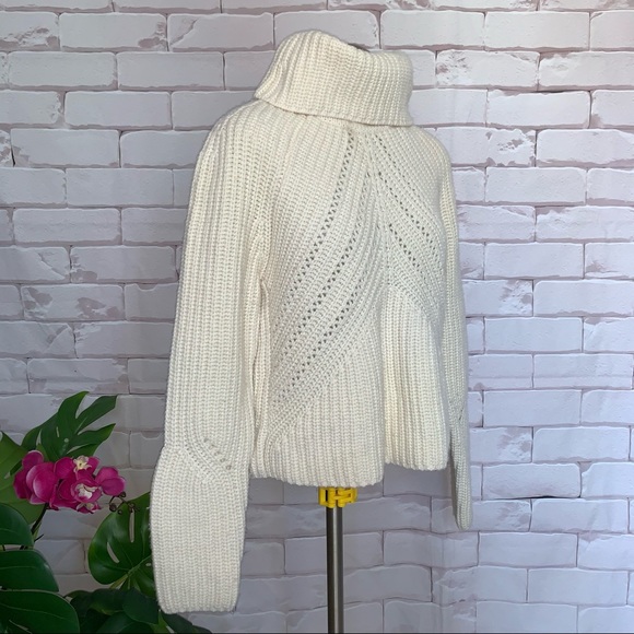 RAG & BONE CeCe Funnel Neck 100% Wool Pullover Ivory Beige Cream M $549 - Picture 8 of 13